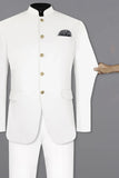 Men's White Bandhgala Jodhpuri Suit