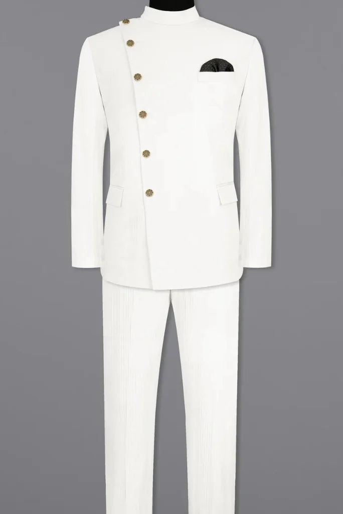 Men's White Designer Jodhpuri Suit