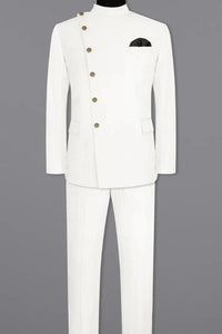 Men's White Designer Jodhpuri Suit