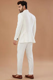 Men's White Embroidered Jodhpuri Suit