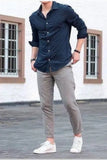 the-perfect-pair-for-men-dark-blue-formal-shirt-and-grey-pants