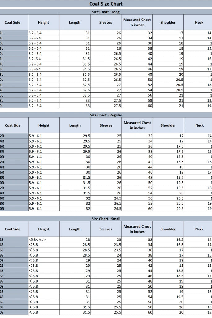 Sainly_Coat_Size_Chart