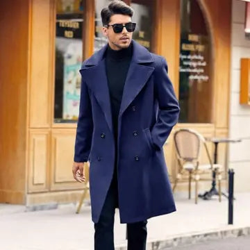 Sainly Men Navy Blue Over Coat