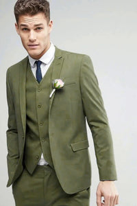 Men Three Piece Pine Green | Slim Fit Wedding Suit | Wedding Grooms Suit | Sainly