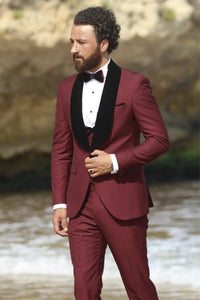 Men's Maroon Wedding Suit Tuxedo Slim Fit Suit Formal Wear Suit Prom Wear Suit Groomsmen Wear Bespoke