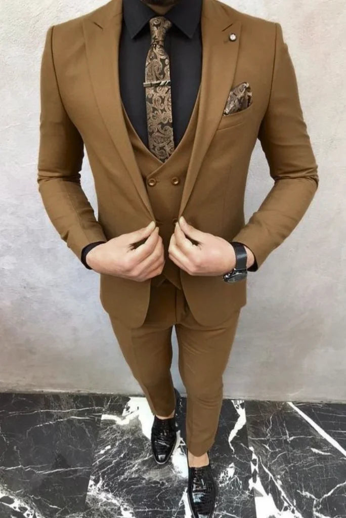 Men s Brown Suit Brown Suit for Men Coffee Brown Suit SAINLY