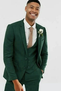 Men Emerald Green Three Piece Suit