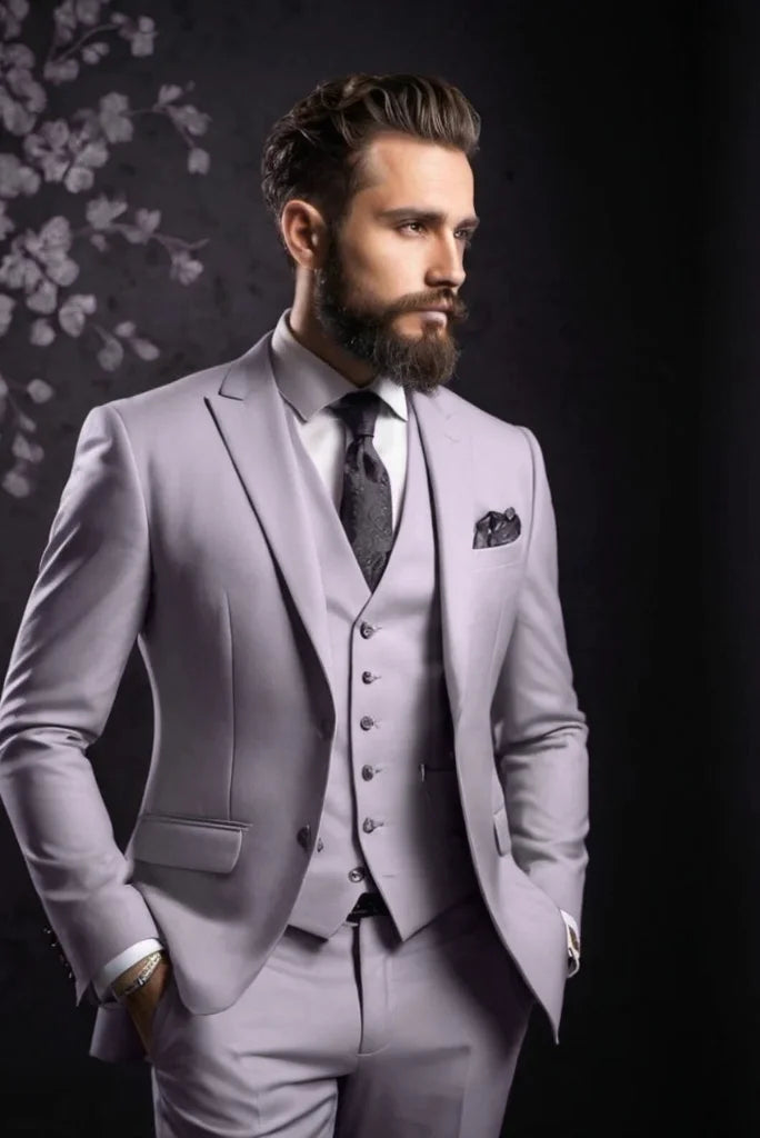 Men 3 Piece Suit Purple Wedding Suit Party Wear Suit Sainly SAINLY