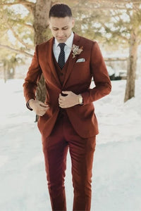 Men Rust suit 3 piece | Wedding suit | dinner suit | Sainly