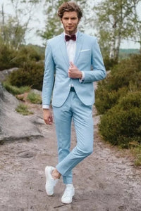 Sky Blue Wedding Suit Men 2 Piece Suit Slim Fit Suits Sainly