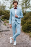 Sky Blue Wedding Suit Men 2 Piece Suit Slim Fit Suits Sainly