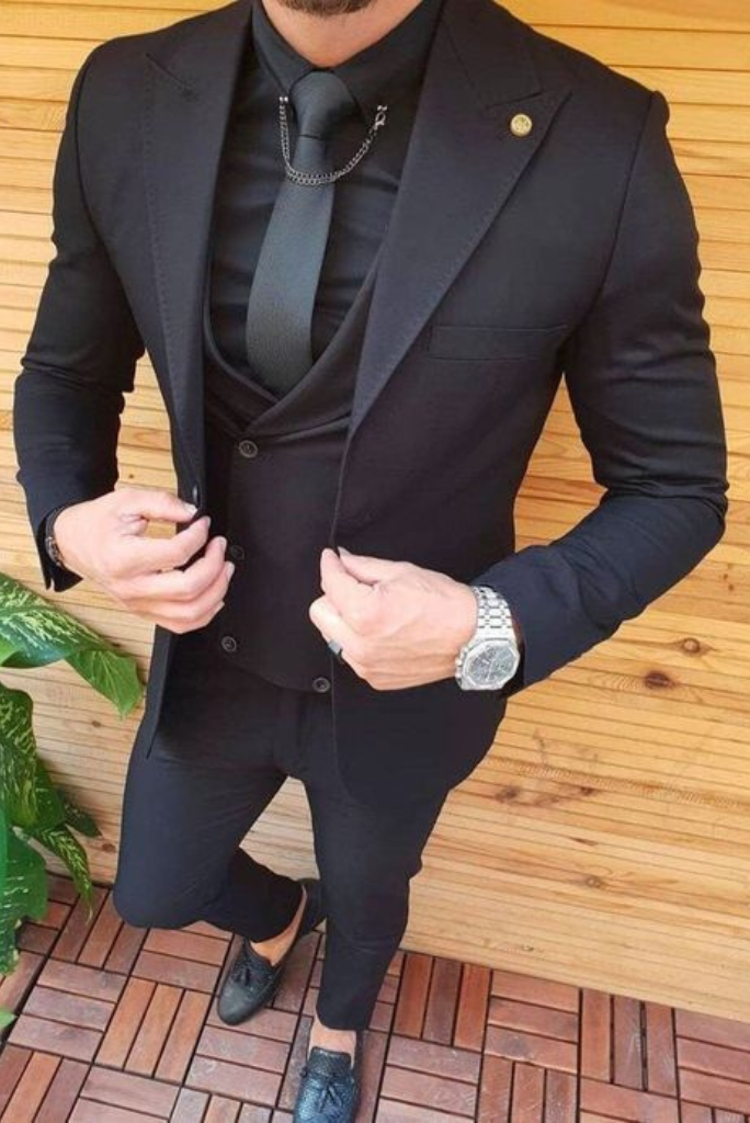 Black Slim Fit Suit for Wedding