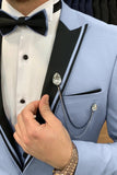 Men Sky Blue Tuxedo Suit Wedding Suit Slim Fit Suit Groomsmen Wear Bespoke Suit 3 Piece Men Suit