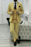 Men Yellow Suit Three Piece Suit Beach Wedding Suit Slim Fit Suit Dinner Suit Groomsmen Bespoke Tailoring