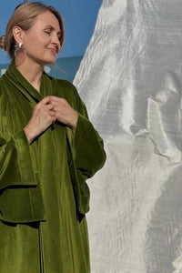 Women Green Velvet Kimono