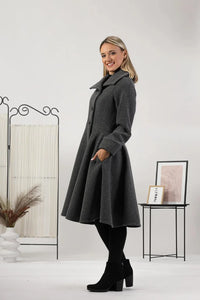 Women Designer Grey Long Coat