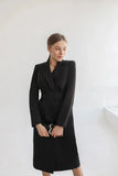 Women Black Long Coat Dress