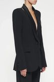 Women Black Tuxedo Embroidery Suit