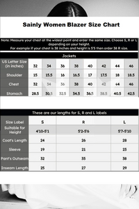 Women Blazer Size Chart