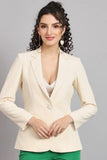 Women Cream Single Breasted Blazer