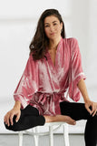 Women Deep Pink Velvet Kimono