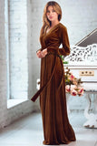 Women Golden Brown Velvet Robe