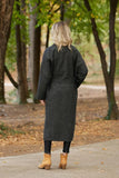 Women Grey Belted Long Coat