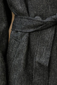 Women Grey Belted Long Coat