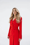 Women Red Long Coat Dress