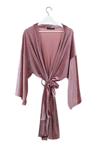 Women Rose Pink Velvet Kimono