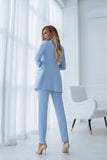 Women Steel Blue Double Breasted 2 Piece Suit