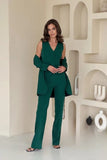 Women Teal Green Three Piece Suit