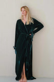 Women Teal Blue Velvet Robe