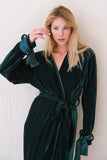 Women Teal Green Velvet Robe