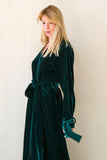 Women Teal Green Velvet Robe