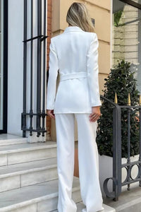 Women White Double Breasted 2 Piece Suit