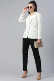 Women White Single Breasted Blazer