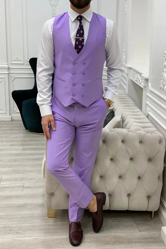 Purple Waistcoat Mens Wedding Event Wear Formal Wear Light Purple Groomsmen Gift For Him