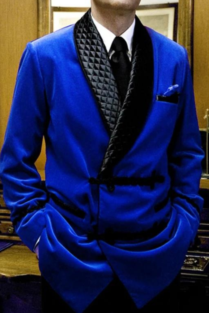 Men Smoking Jacket Royal Blue Velvet Blazer dinner Coat wear