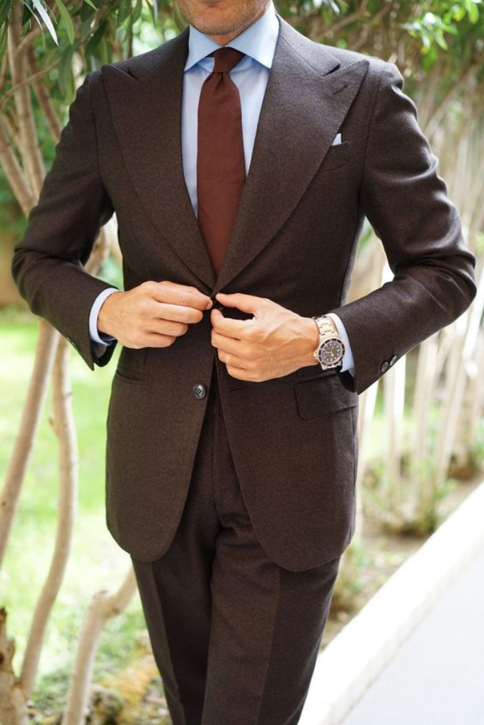Dark brown two-piece suit