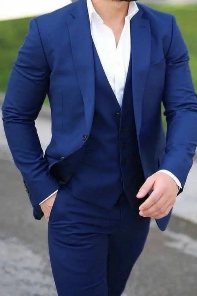 Men Blue Suit Wedding Blue Suit 3 Piece Blue Suit Premium Wear Sainly