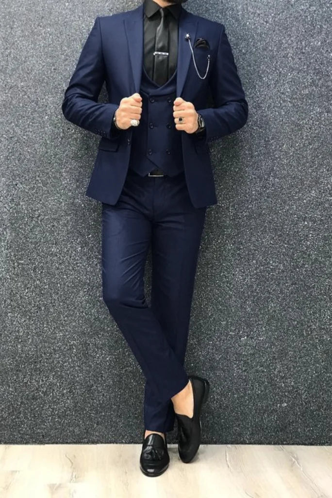 Men's 3 Piece Suit Navy Blue Formal Dinner Suit Slim Fit Suit Wedding Suit Gift For Him