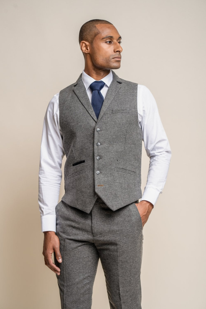 Men Grey Suit, Tweed Suit 3 Piece, Winter Wedding Suit