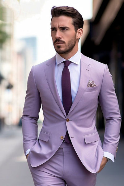 Men Two Piece Suit Formal Wedding Suit Dinner Suit Lavender Sainly– SAINLY