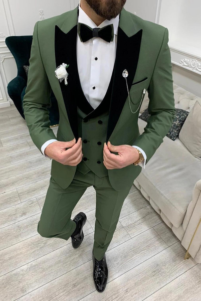 Men Green 3 Piece Suit Tuxedo Suit Wedding Formal Suit Sainly– SAINLY