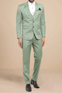 Men 3 Piece Suit Green Slim Fit Suit Elegant Wedding Suit Sainly