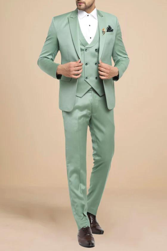 Men Wedding Suits Mint Green 2 Piece Slim Fit Party Wear Elegnat