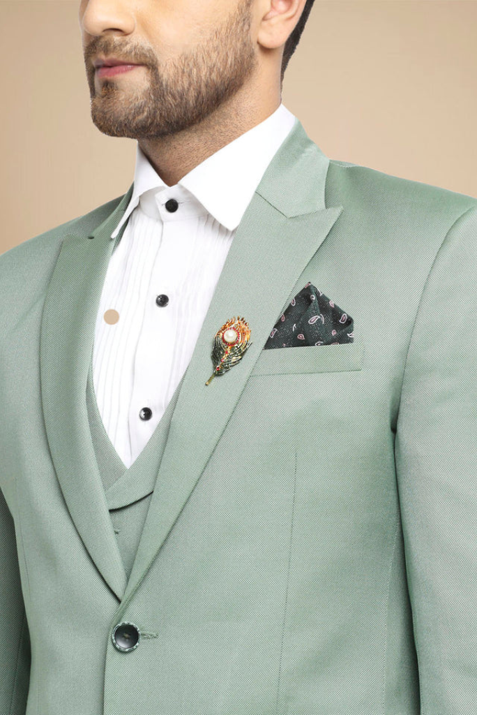 Men's Suits Mint Green 2 Piece Slim Fit Elegant Suit Formal