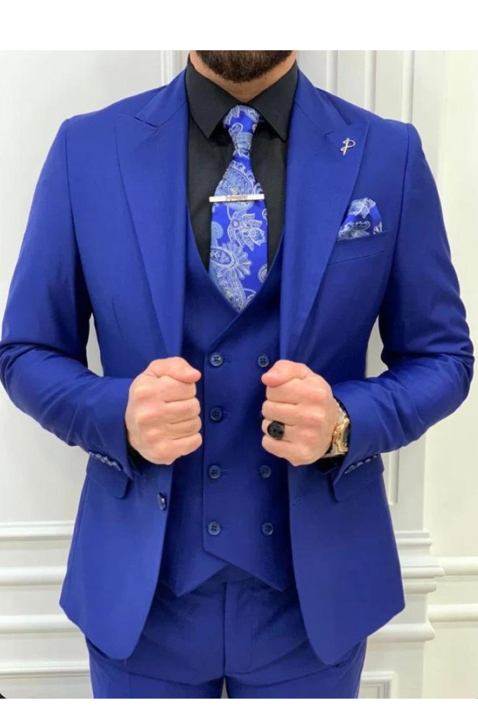 2 Pieces Men Suits One Buttons Royal Blue Wedding Men Suit Terno