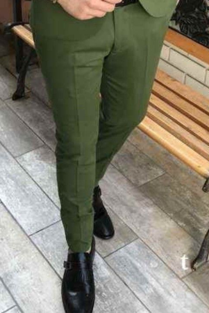 Men Olive Green Wedding Pant, Formal Trouser Pant